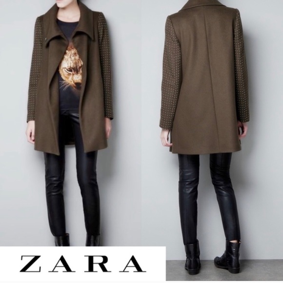 zara studded sleeve coat
